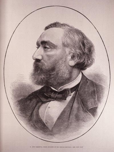 Léon Gambetta (1838-82), Premier ministre de la République française, de The Illustrated London News, 12 mars 1881 - English School